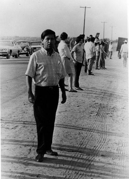 (3267) Cesar Chavez, Demonstration, 1960s. (3267) Cesar Chavez, Demonstration, 1960s.